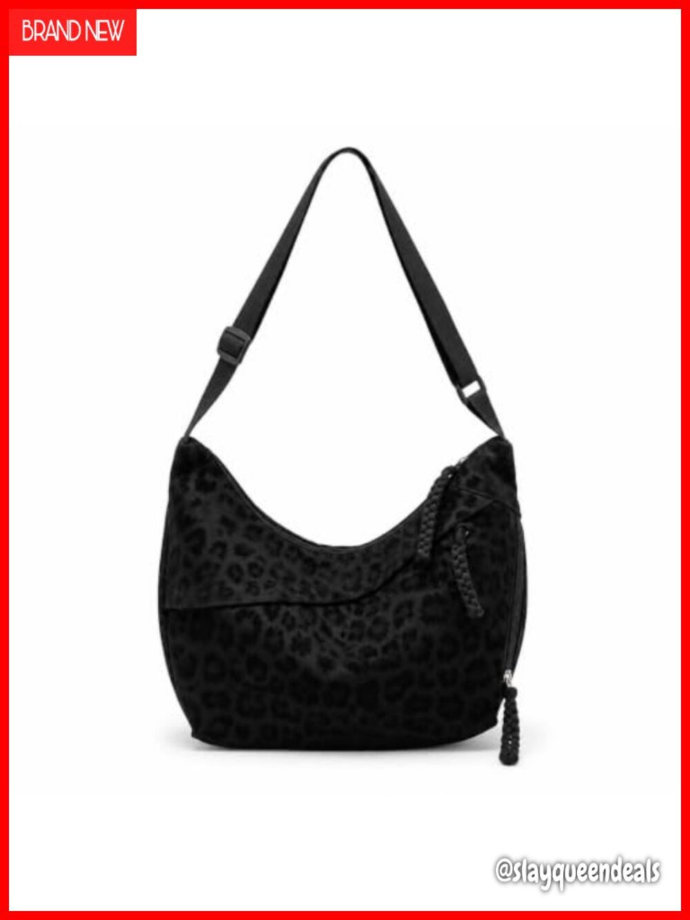 Leopard Print Crescent Crossbody Hobo Bag